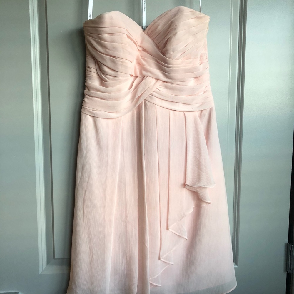 Short Crinkle Chiffon Dress with Front Cascade